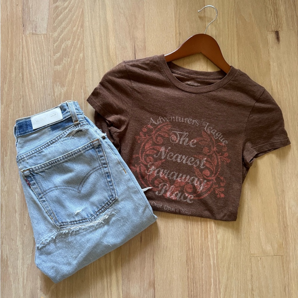 Vintage American Eagle Outfitters Brown Graphic Tee — Early 2000s